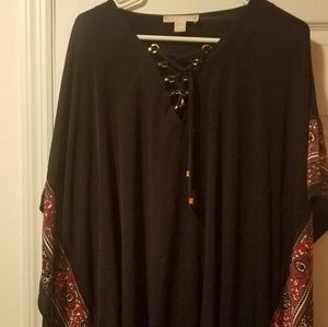 Black MK tunic with gold accents and fun  paisley